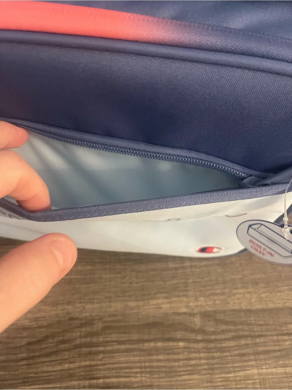 Champion Light Blue, Navy & Pink Insulated Lunch Tote